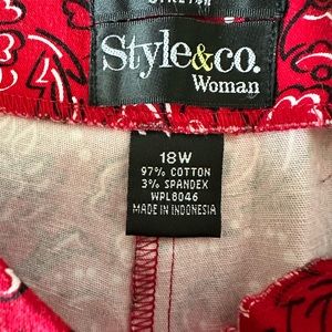 Style & Co women's plus 18 capri shorts, peddle pushers, clam digger red bandana